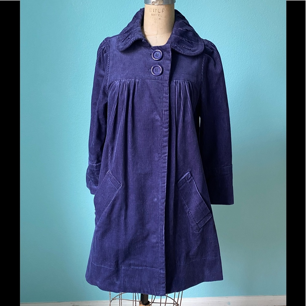 Purple corduroy women’s swing coat size small to medium Bread n Butter